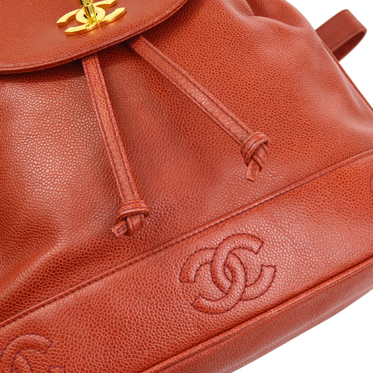 CHANEL 1994-1996 Triple CC Backpack Red Caviar