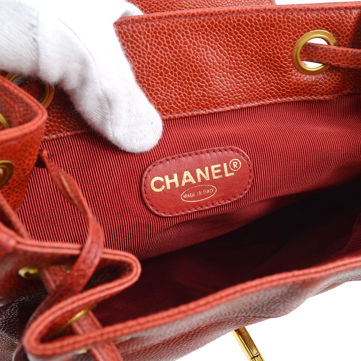 CHANEL 1994-1996 Triple CC Backpack Red Caviar