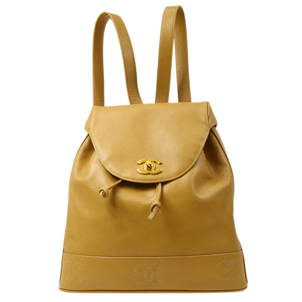 CHANEL 1994-1996 Beige Caviar Triple CCs Backpack