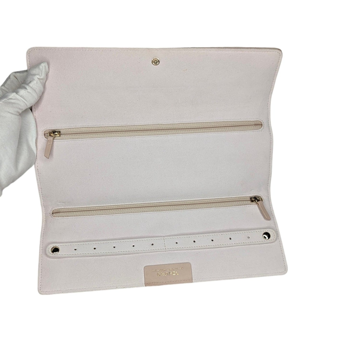 Chanel 2.55 Beige Lambskin Jewelry Case Clutch