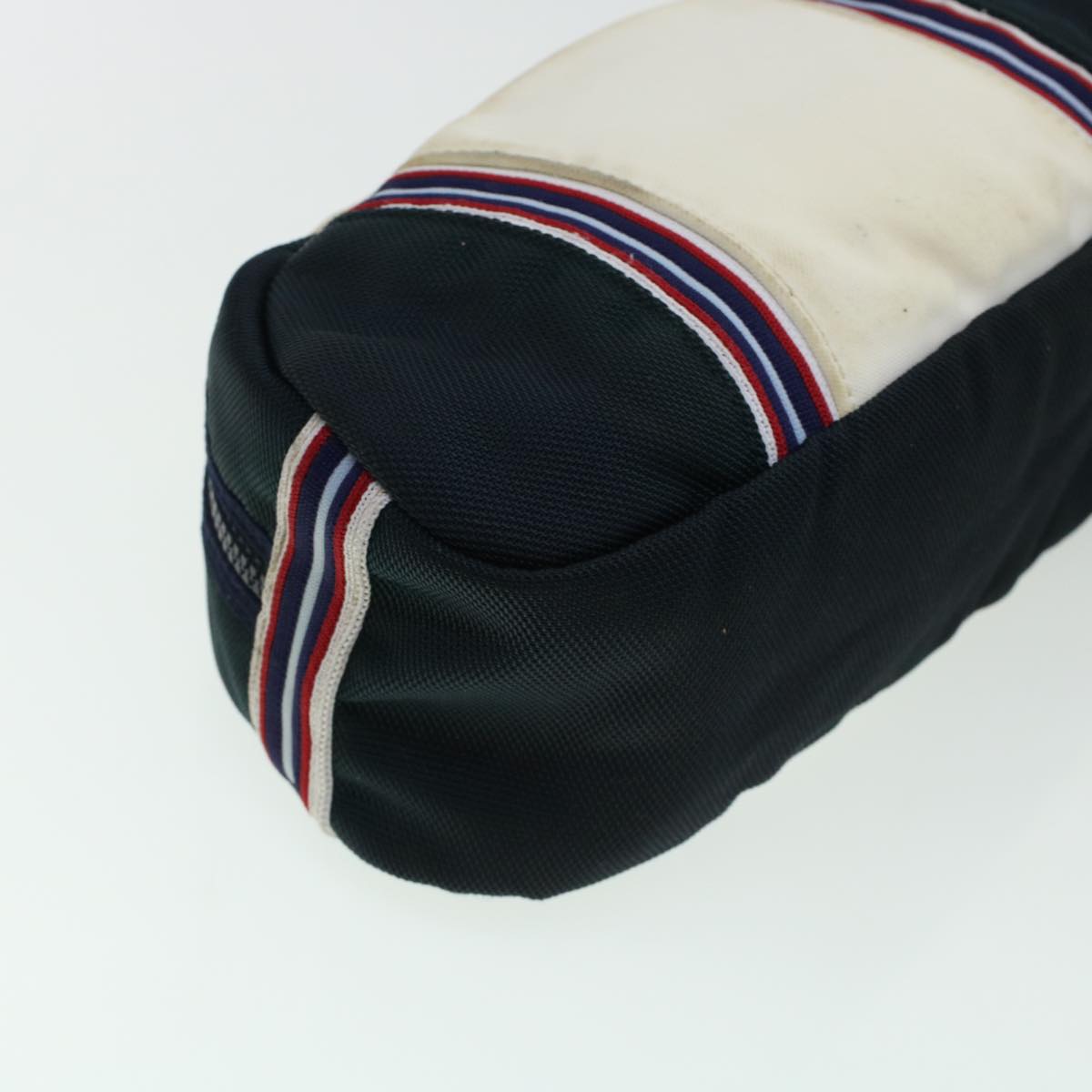 CHANEL Clutch Bag Canvas White Navy CC bs5370