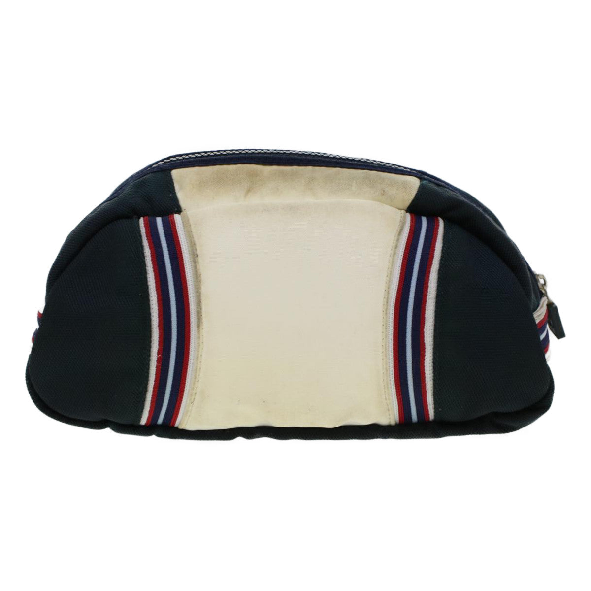CHANEL Clutch Bag Canvas White Navy CC bs5370