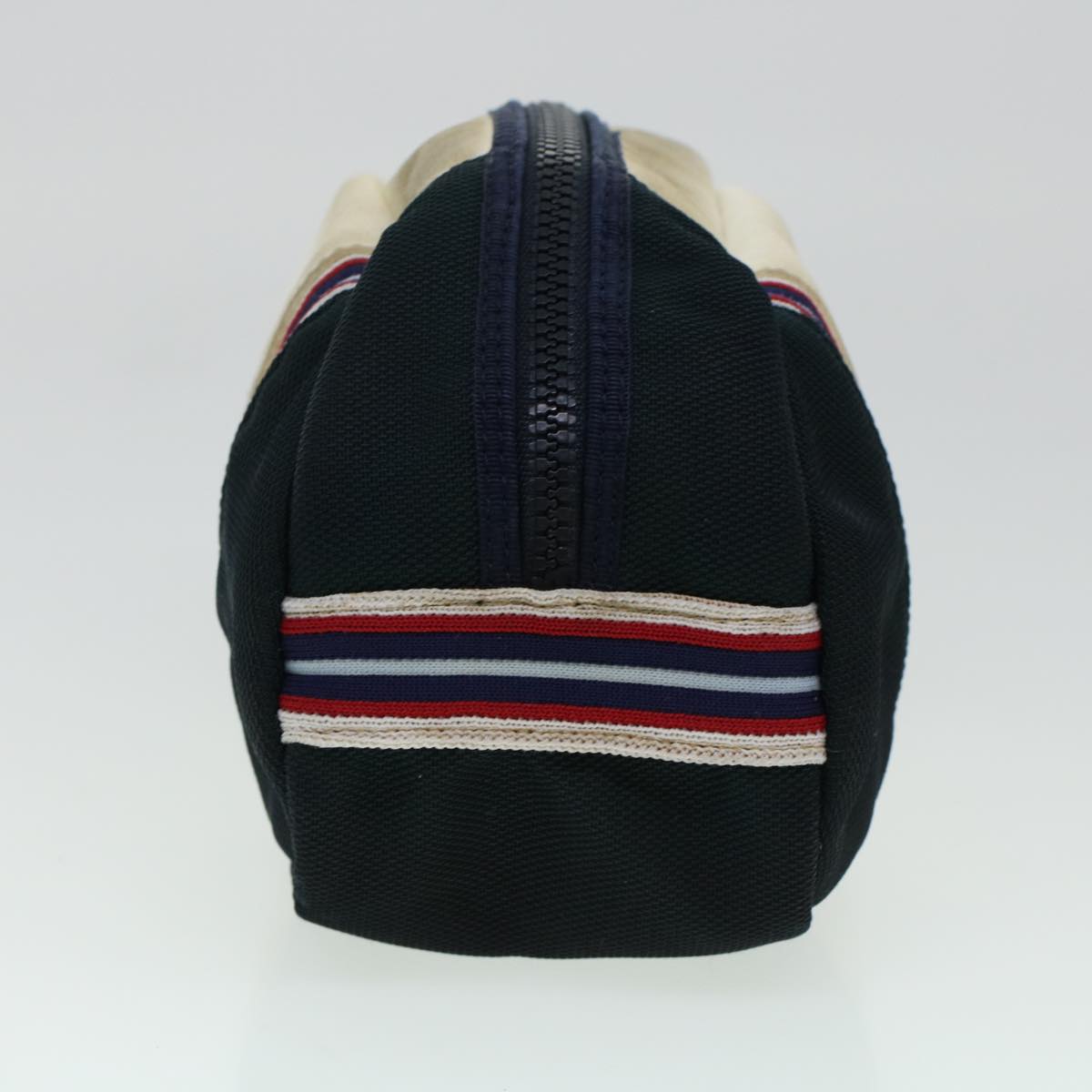 CHANEL Clutch Bag Canvas White Navy CC bs5370