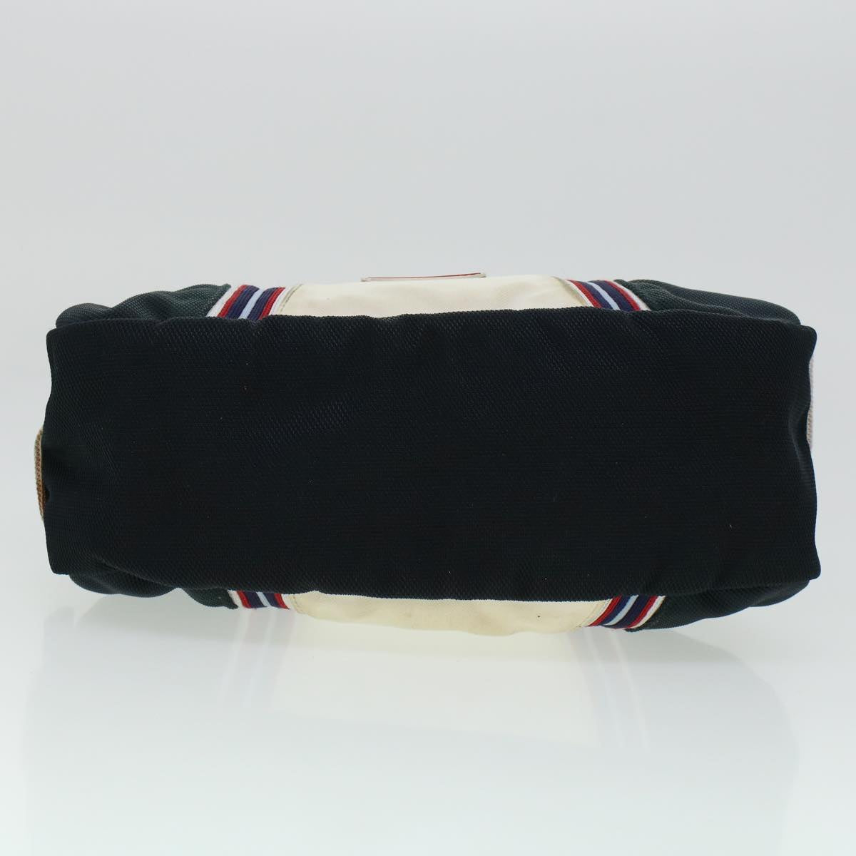 CHANEL Clutch Bag Canvas White Navy CC bs5370