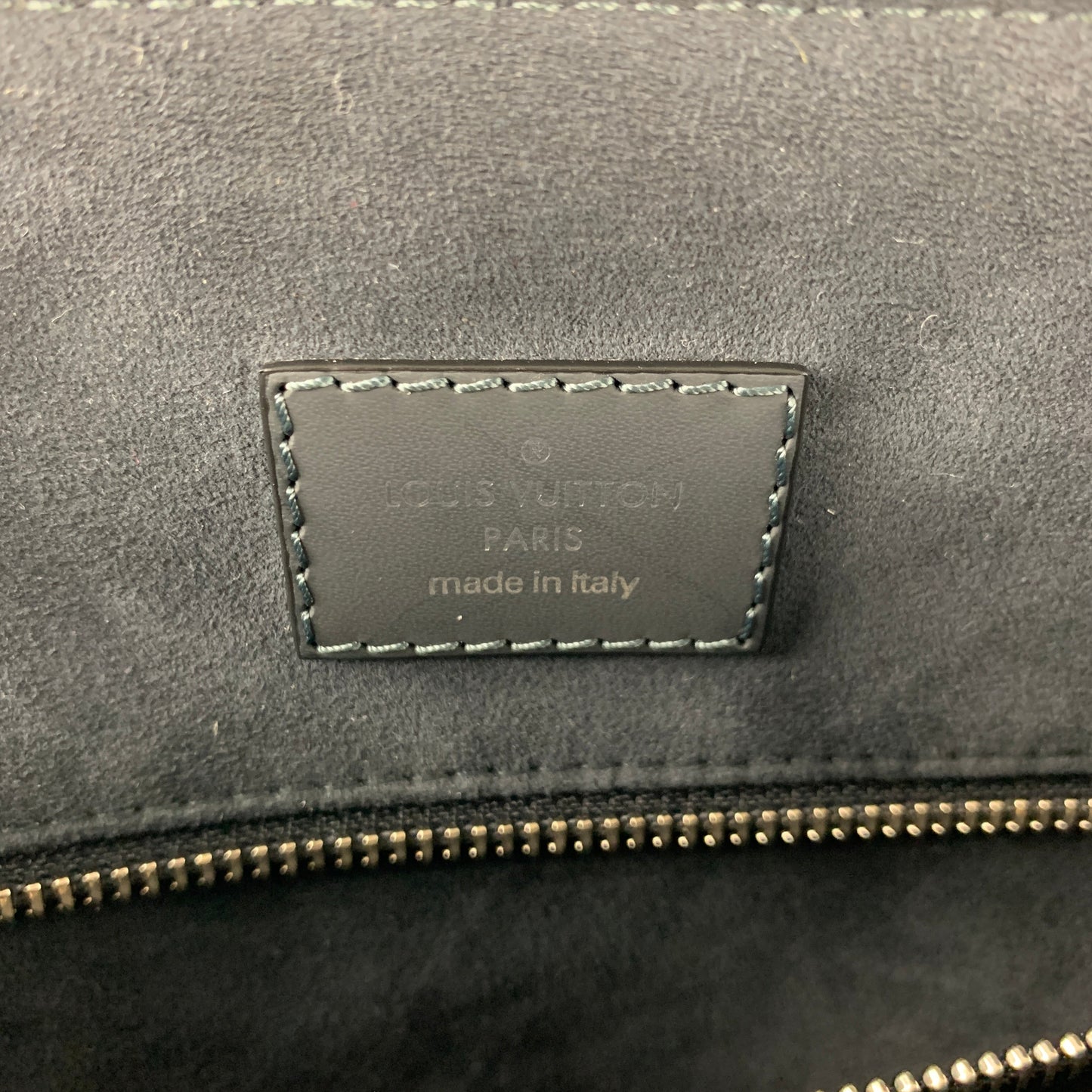 LOUIS VUITTON Cobalt & Black Damier Leather Trim Canvas Greenwich Tote Bag