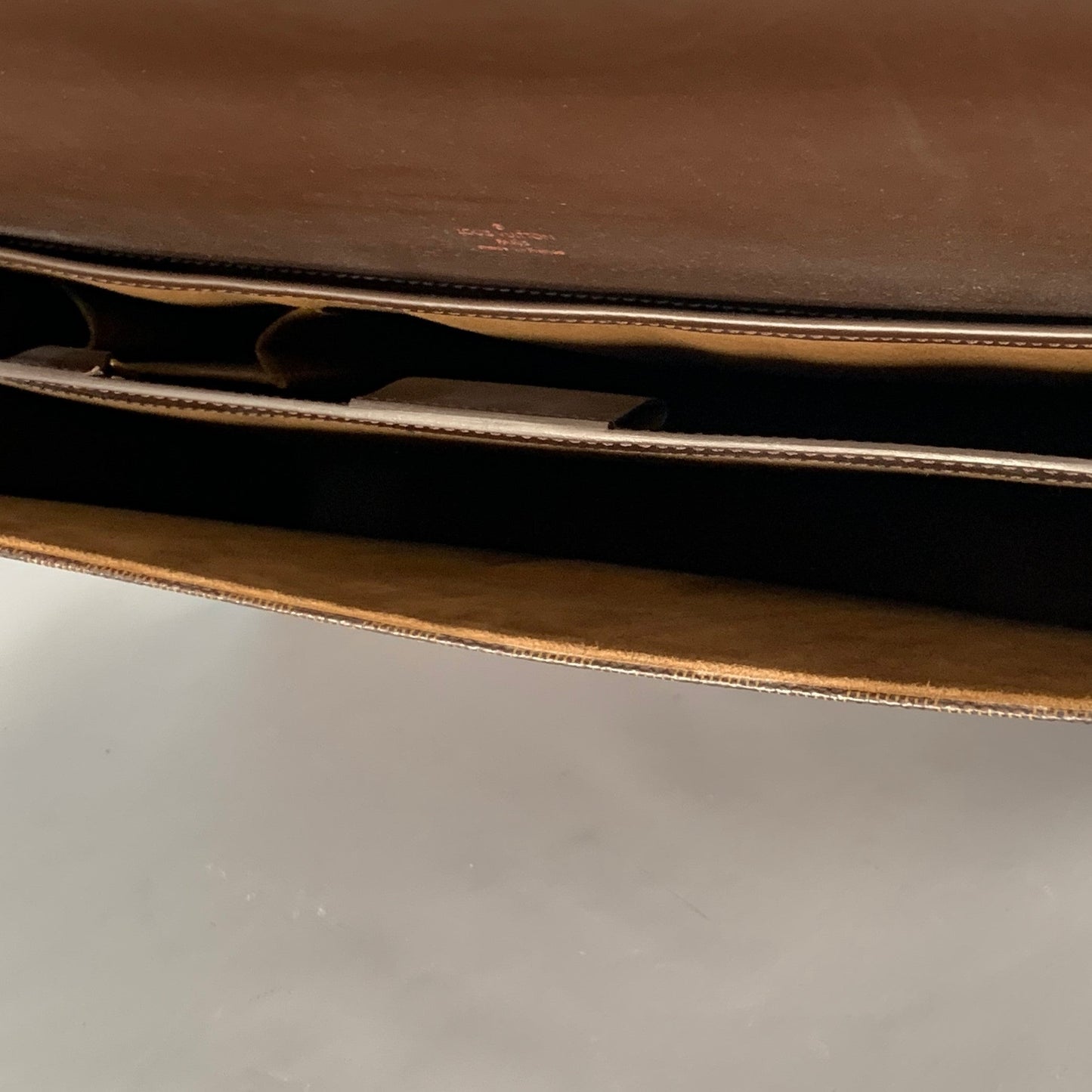 LOUIS VUITTON Ebene Brown Beige Damier Leather Coated Canvas Briefcase Bag