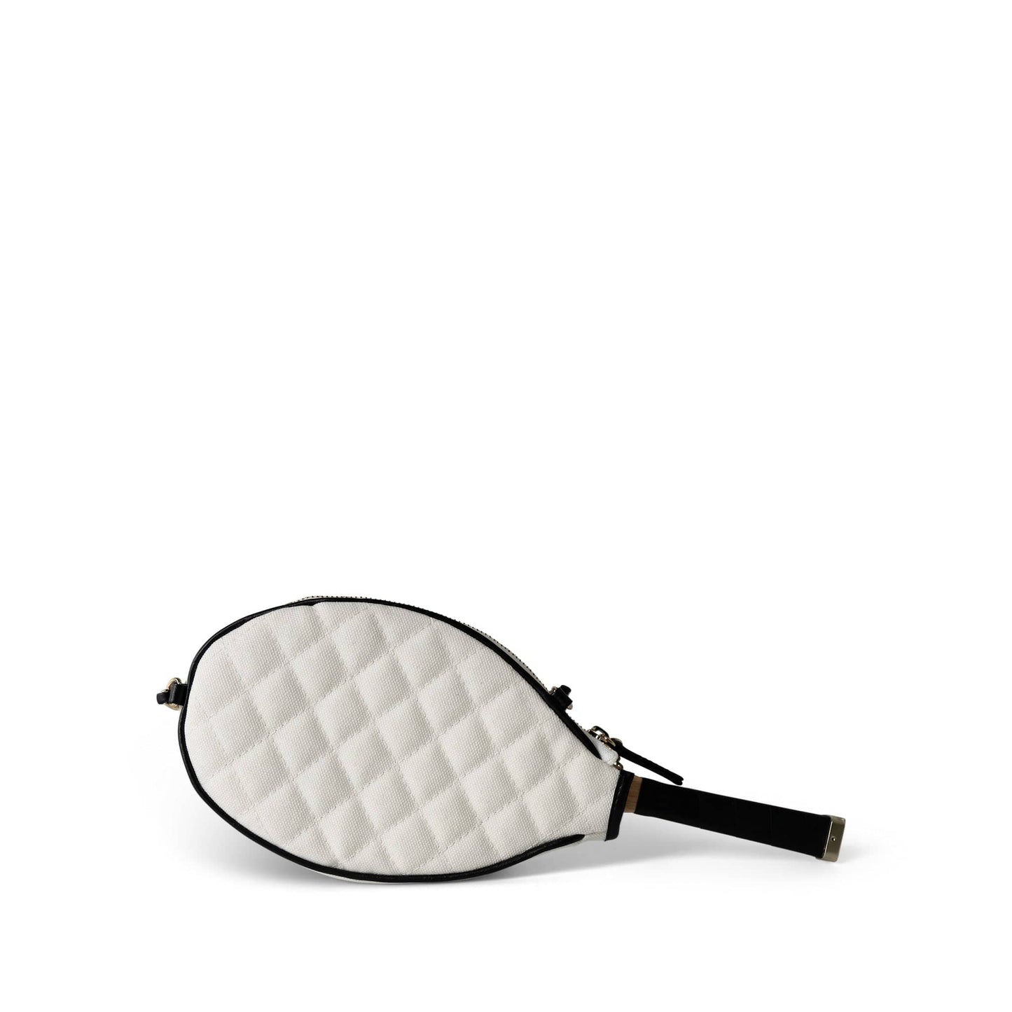 23C Tennis Racket Mirror Vanity Clutch with Chain White & Black W/ LGHW
