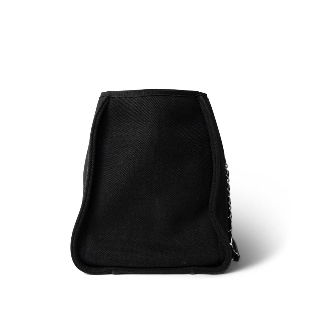 Black Canvas Pearl Medium Deauville Tote Silver Hardware