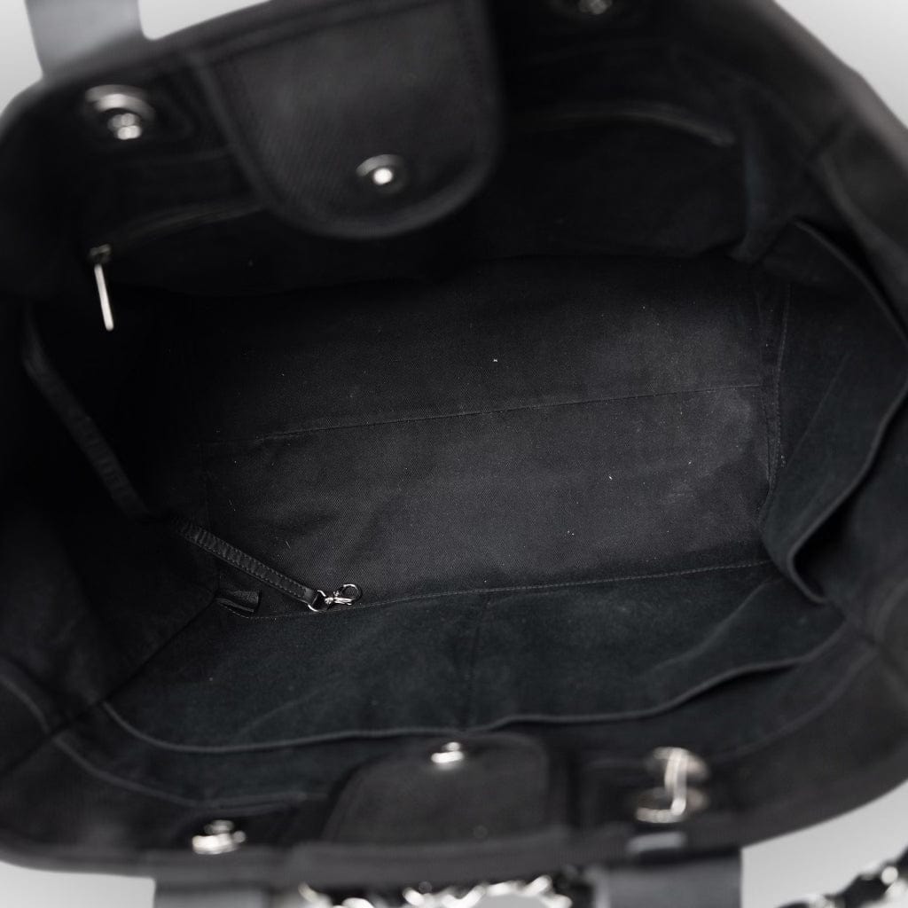 Black Canvas Pearl Medium Deauville Tote Silver Hardware