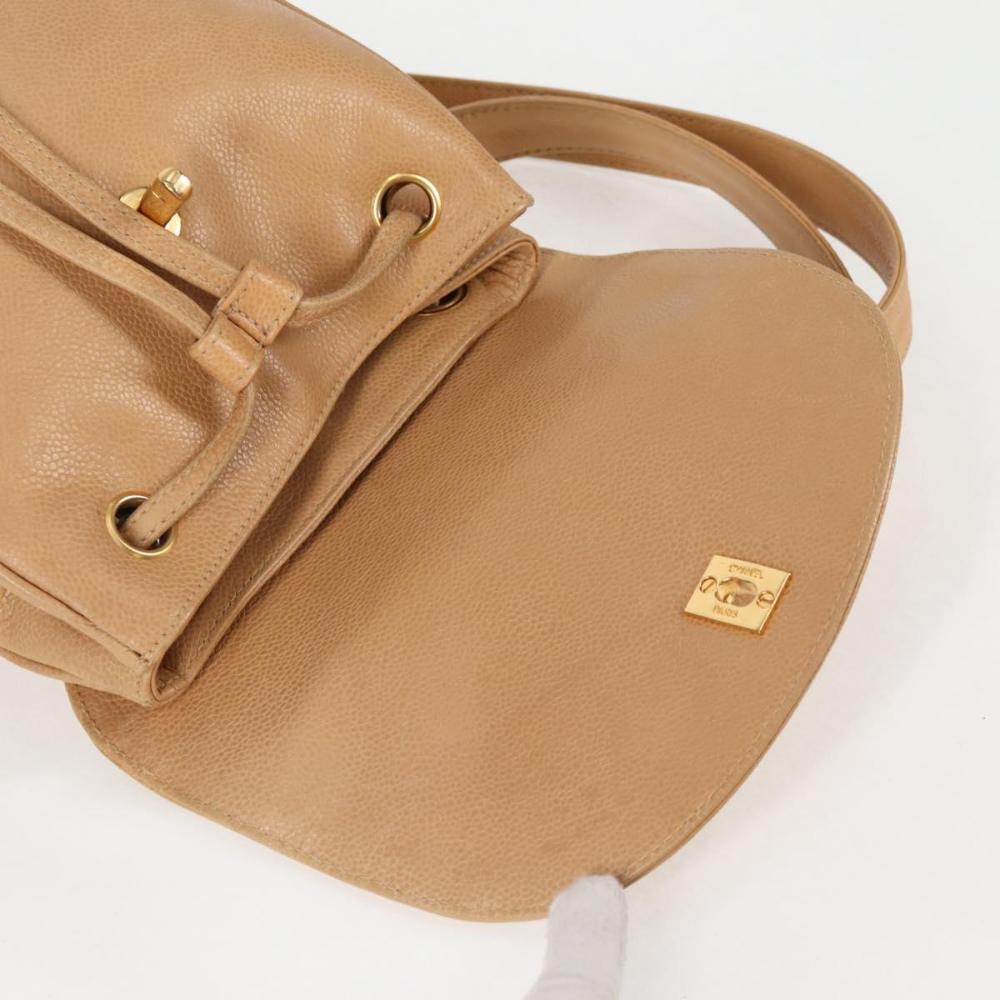 Beige Leather Chanel Backpack