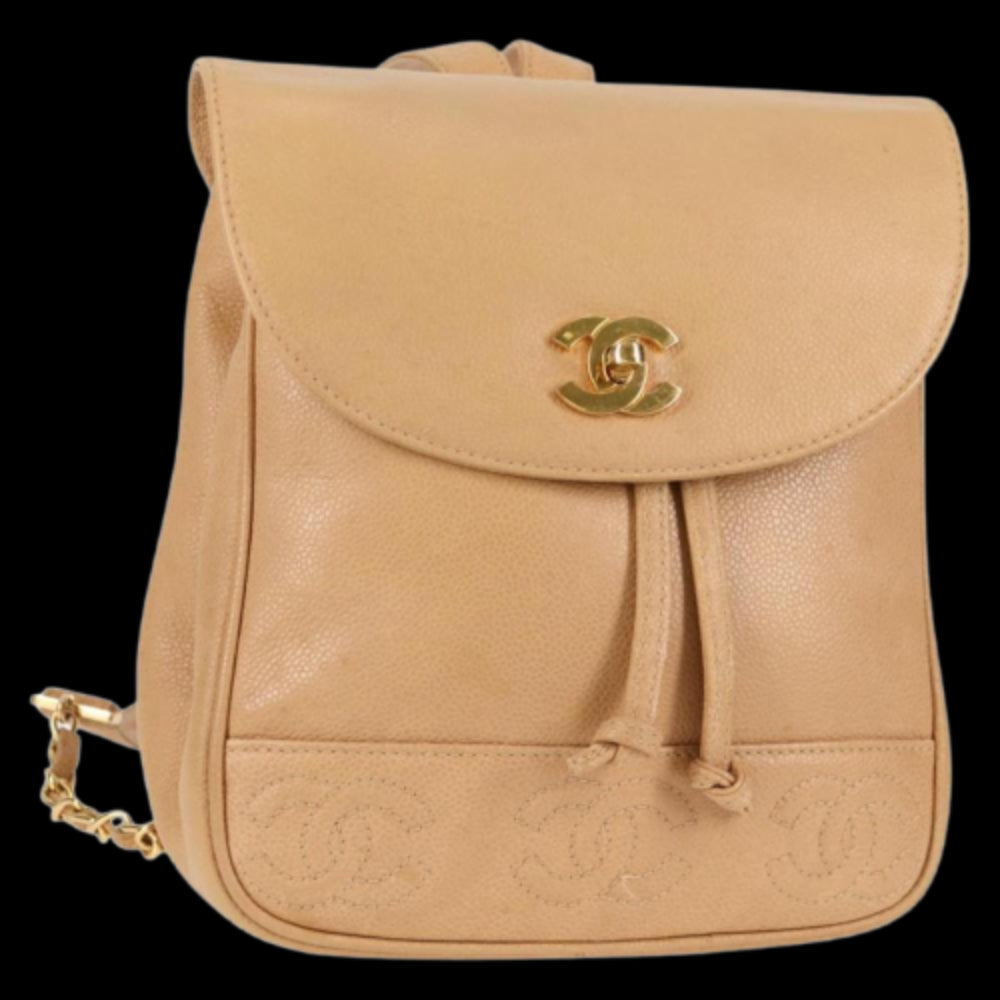 Beige Leather Chanel Backpack