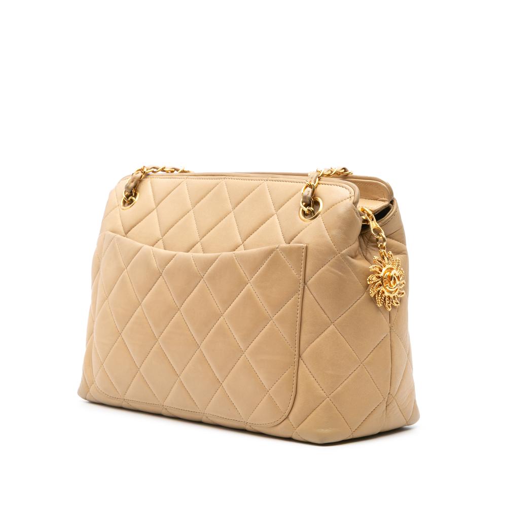 Beige Leather Chanel Crossbody Bag