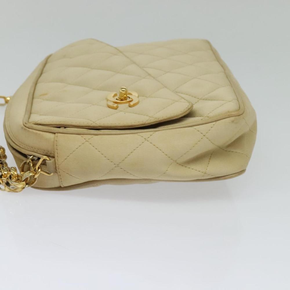 Beige Satin Chanel Crossbody Bag