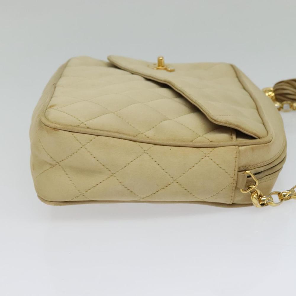 Beige Satin Chanel Crossbody Bag