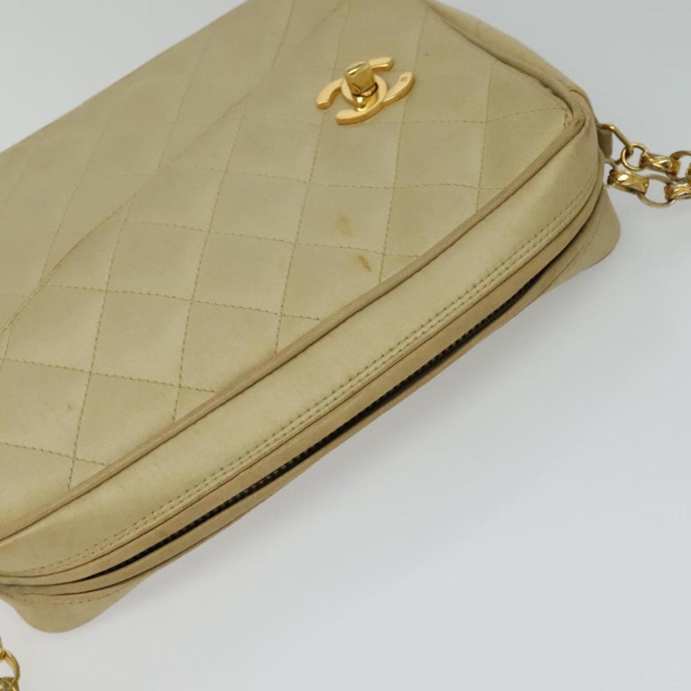Beige Satin Chanel Crossbody Bag