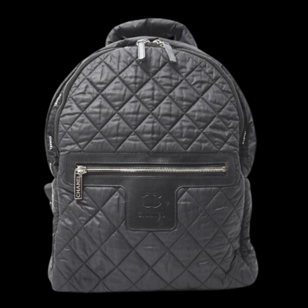 Black Fabric Chanel Backpack