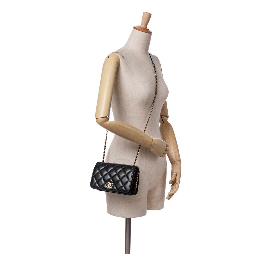 Black Leather Chanel Crossbody Bag