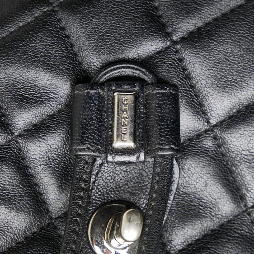 Black Leather Chanel Backpack