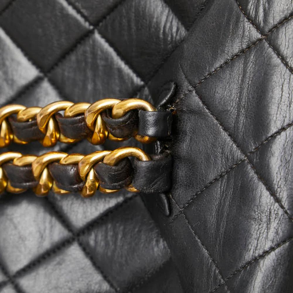 Black Leather Chanel Backpack