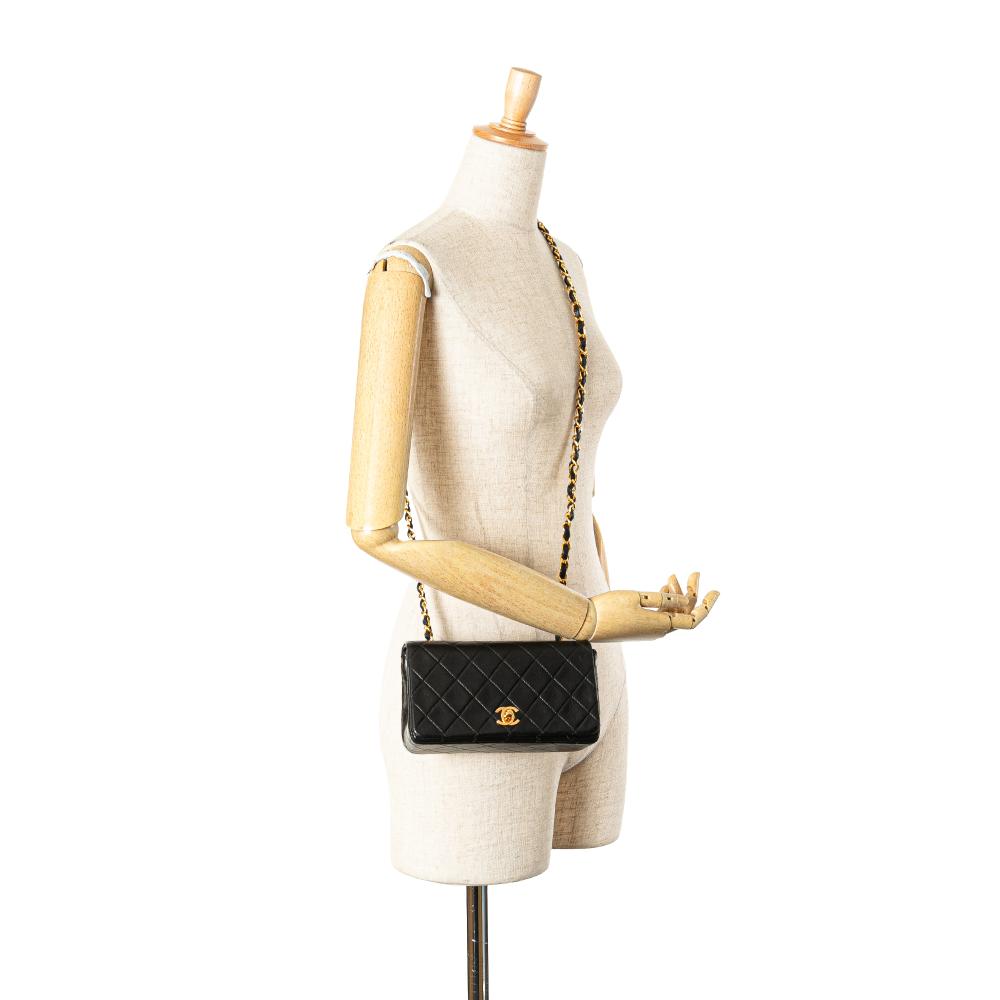 Black Leather Chanel Crossbody Bag