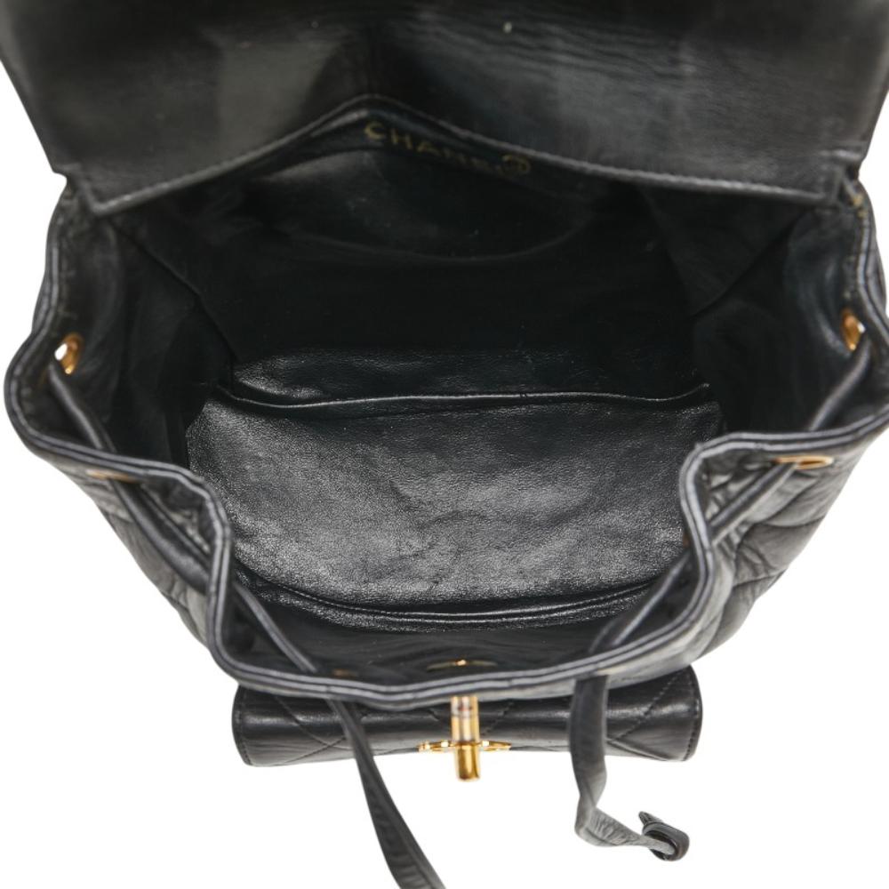 Black Leather Chanel Backpack