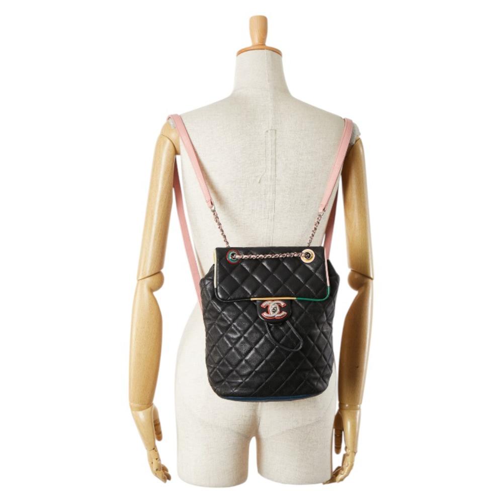 Black Leather Chanel Backpack