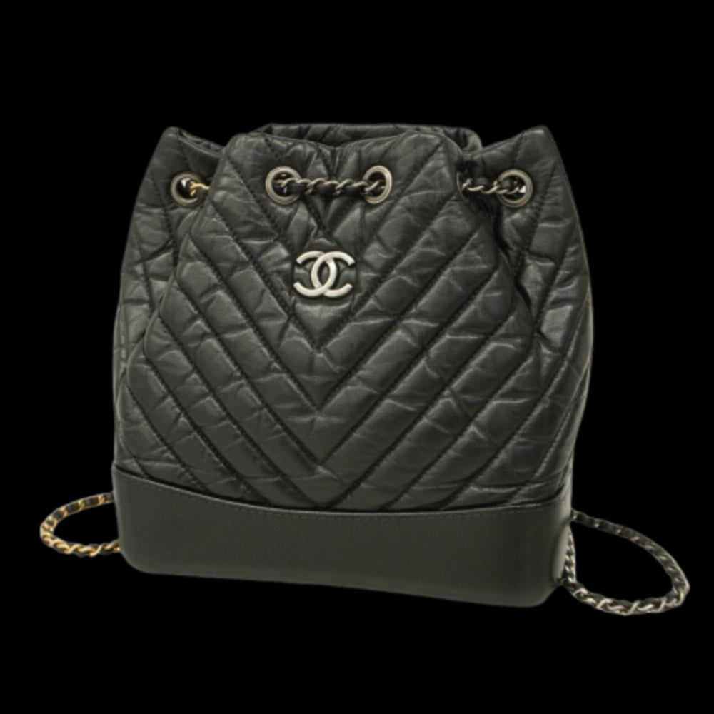 Black Leather Chanel Backpack