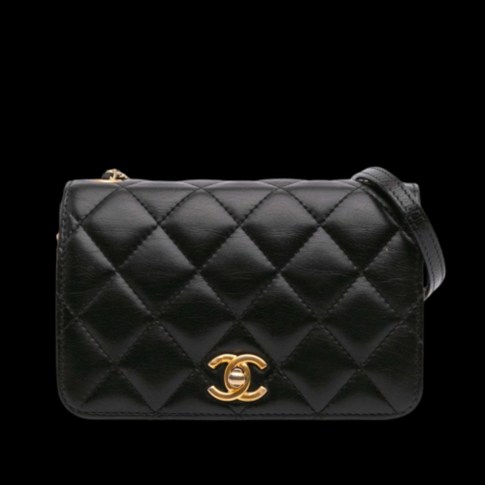 Black Leather Chanel Crossbody Bag