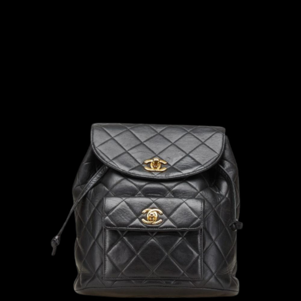 Black Leather Chanel Backpack