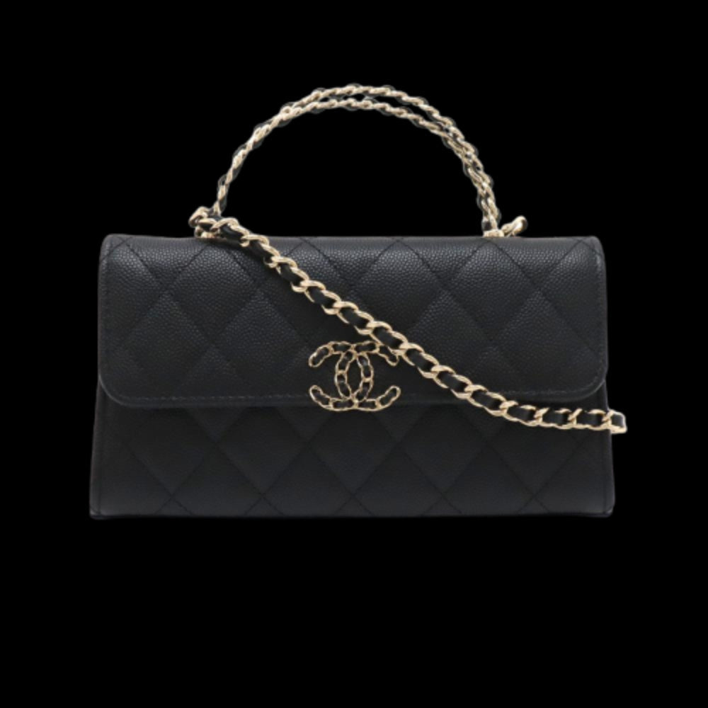 Black Leather Chanel Crossbody Bag