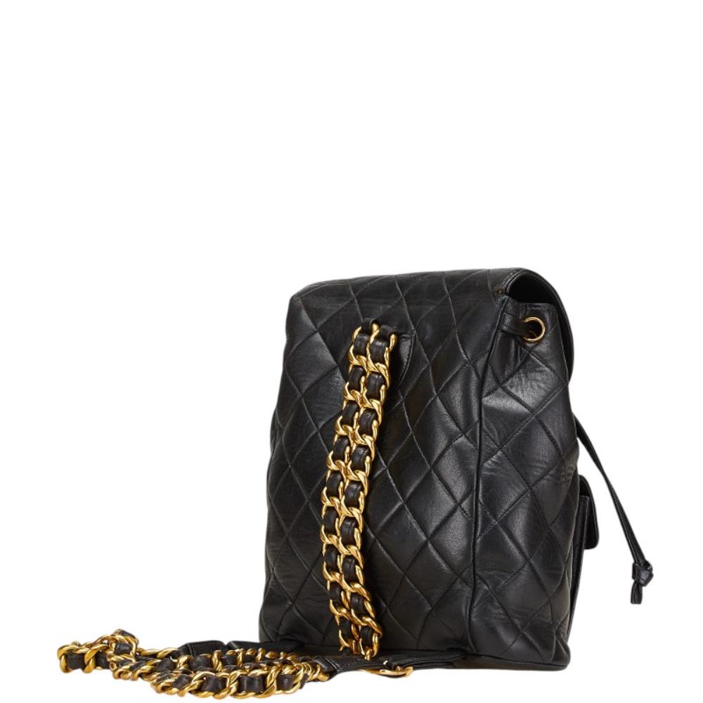 Black Leather Chanel Backpack