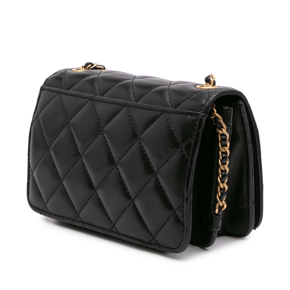 Black Leather Chanel Crossbody Bag