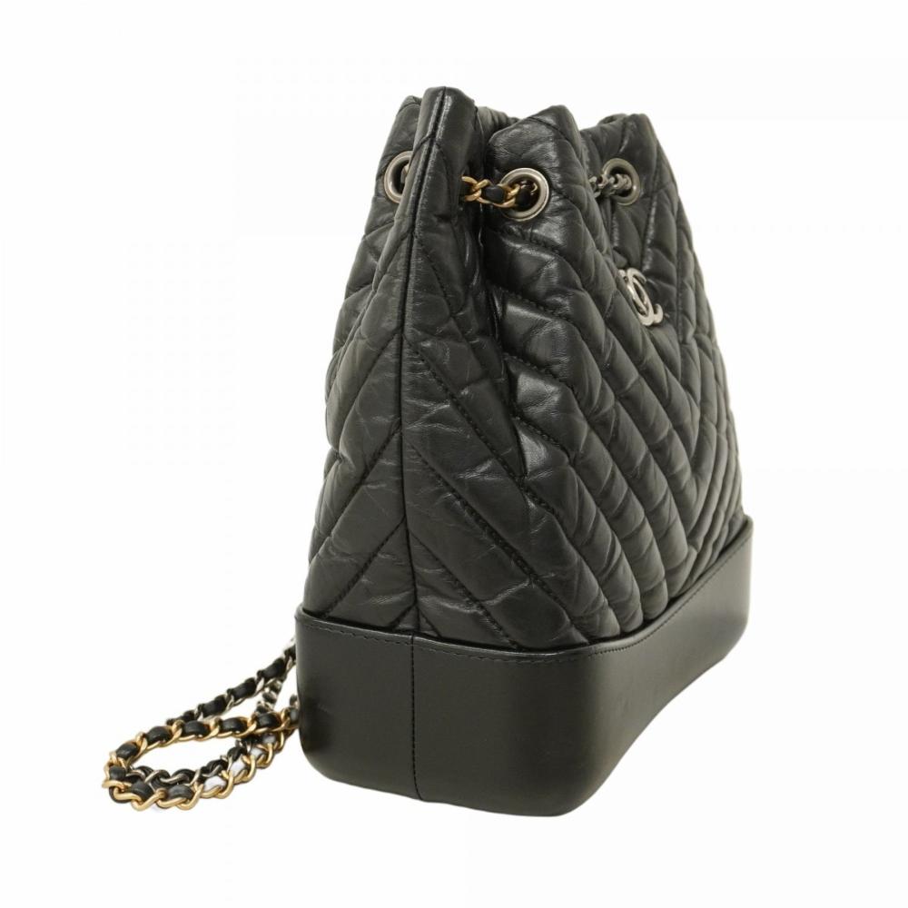 Black Leather Chanel Backpack