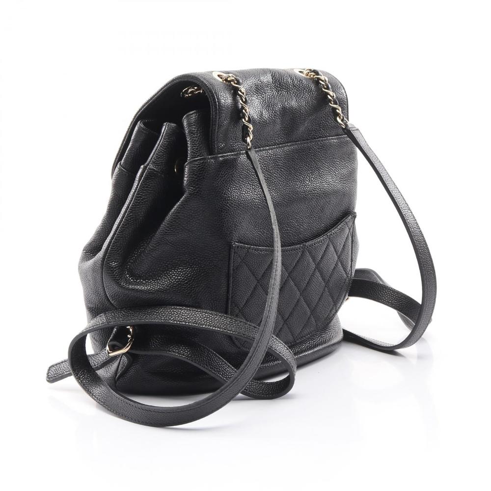Black Leather Chanel Backpack