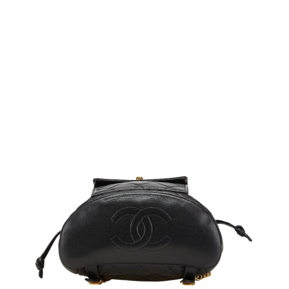 Black Leather Chanel Backpack