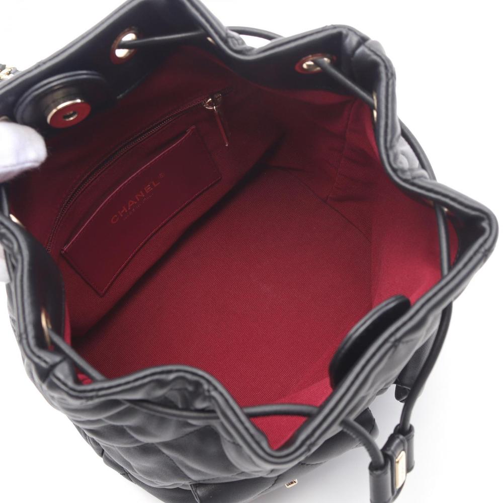 Black Leather Chanel Backpack