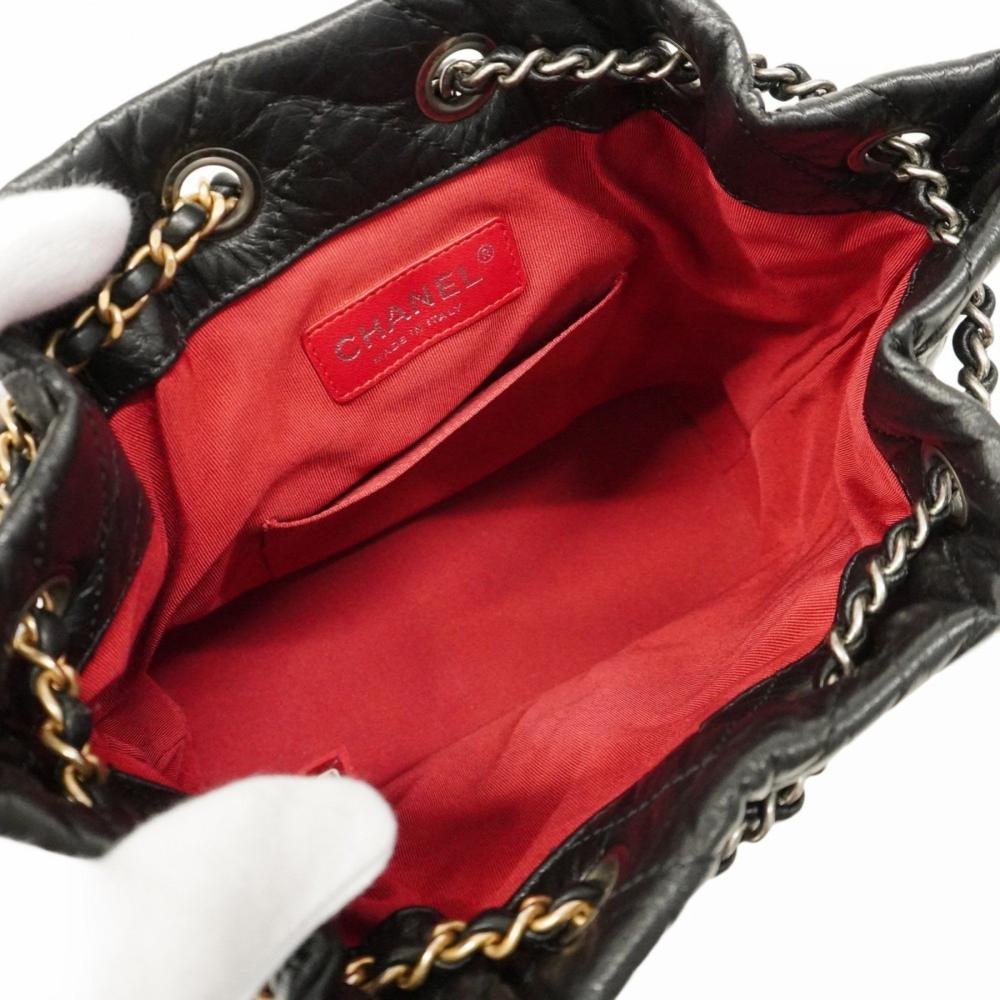 Black Leather Chanel Backpack