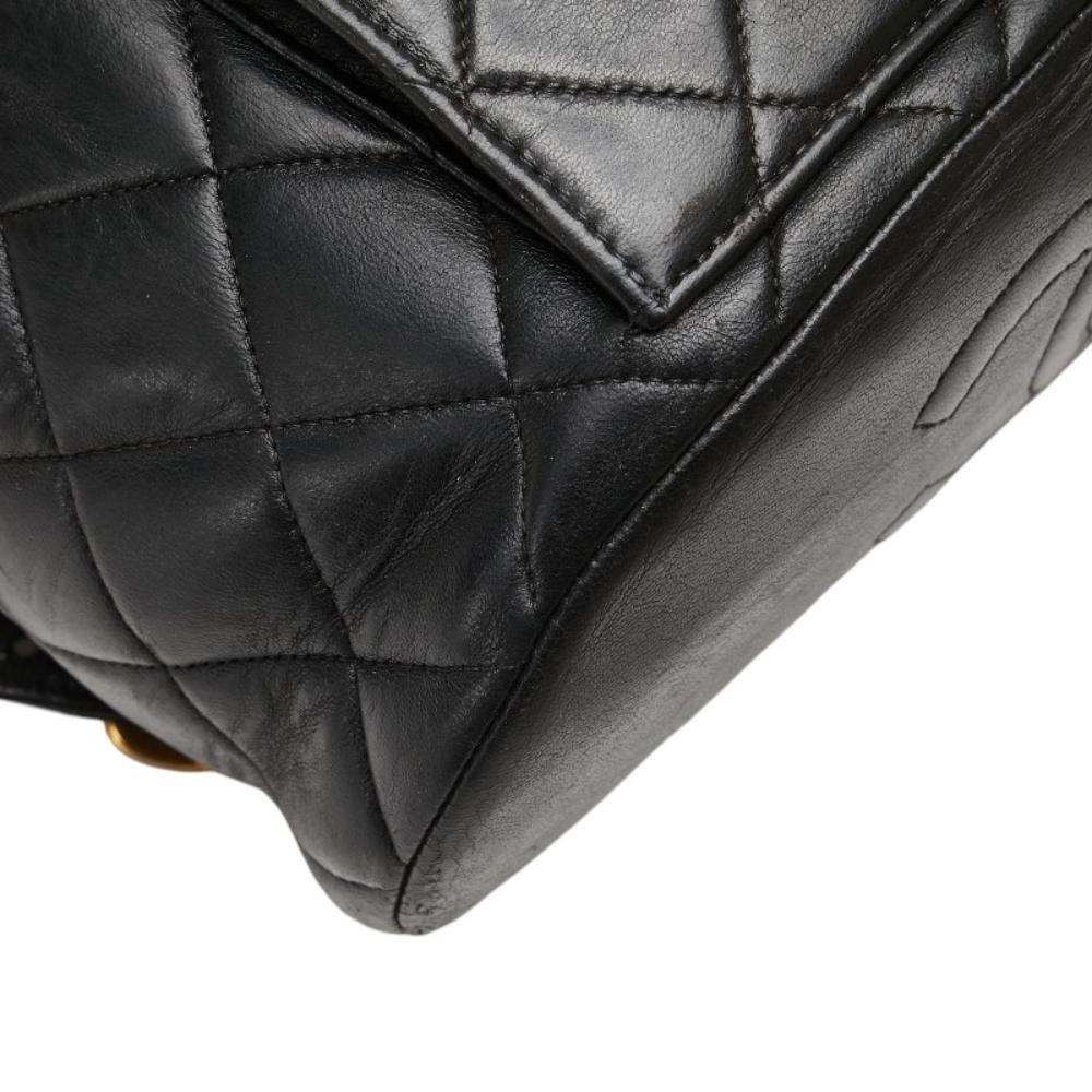 Black Leather Chanel Backpack