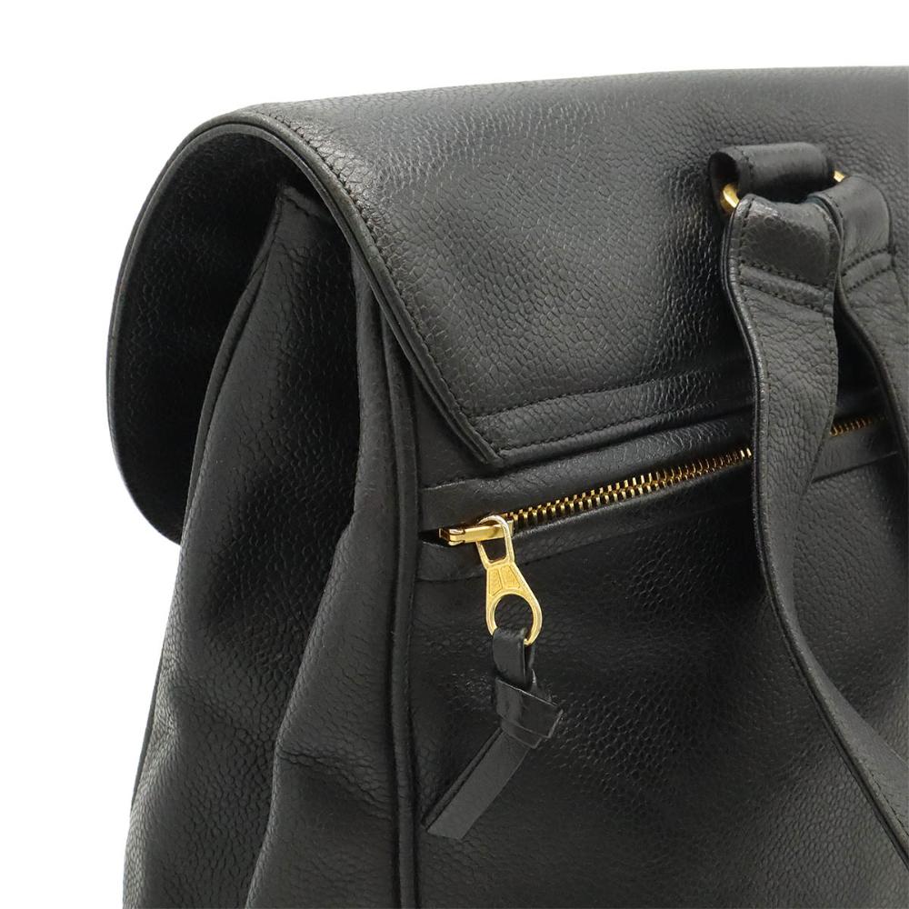 Black Leather Chanel Backpack