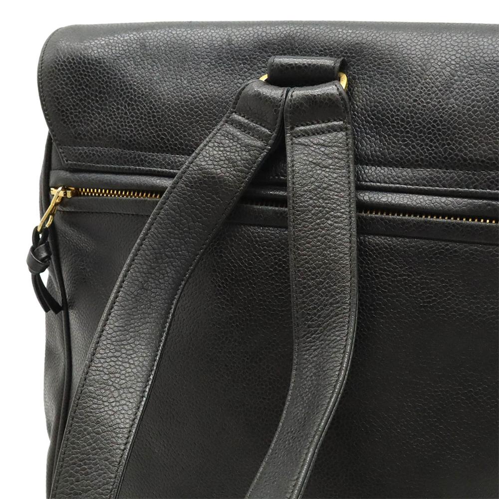 Black Leather Chanel Backpack
