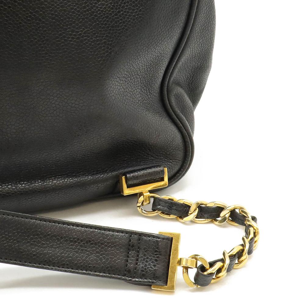 Black Leather Chanel Backpack