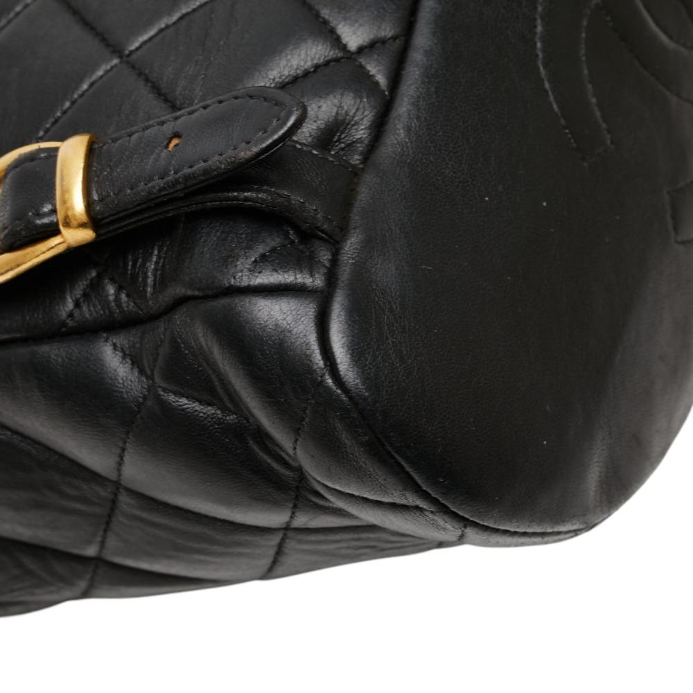 Black Leather Chanel Backpack