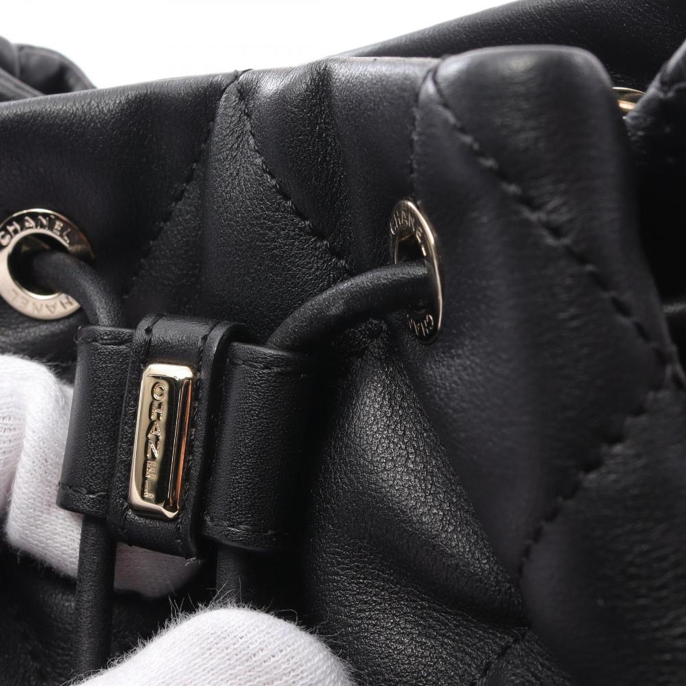 Black Leather Chanel Backpack