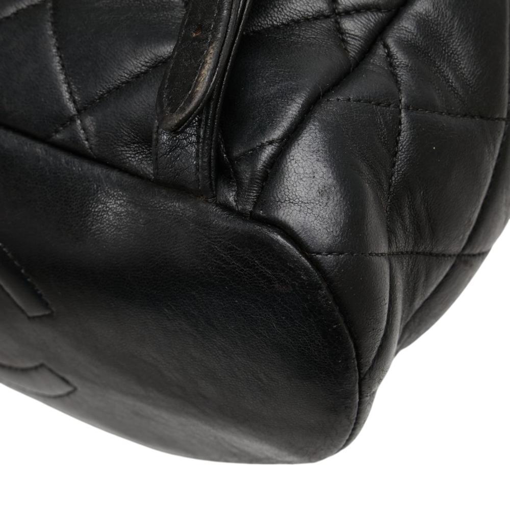 Black Leather Chanel Backpack