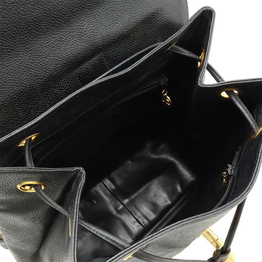 Black Leather Chanel Backpack