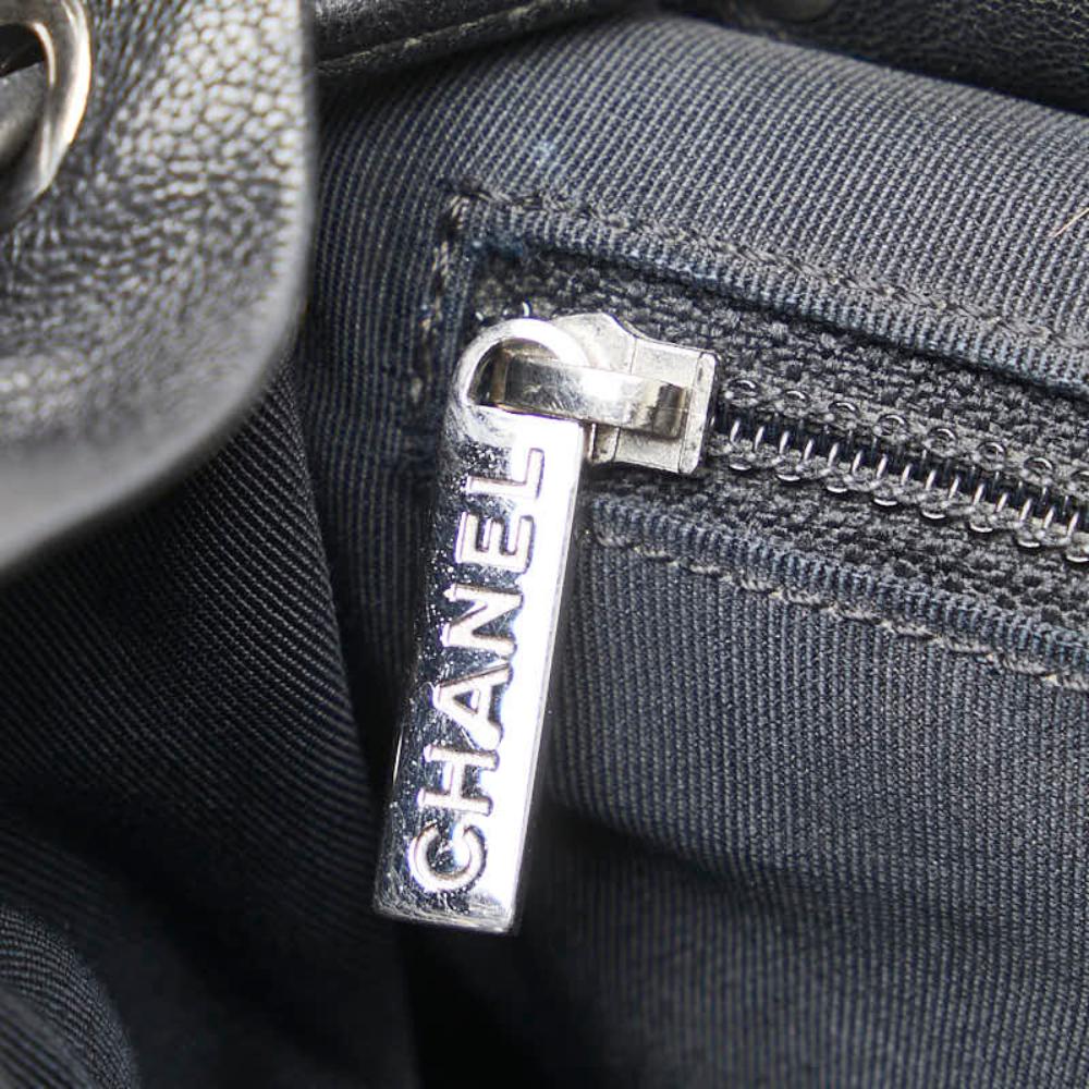 Black Leather Chanel Backpack