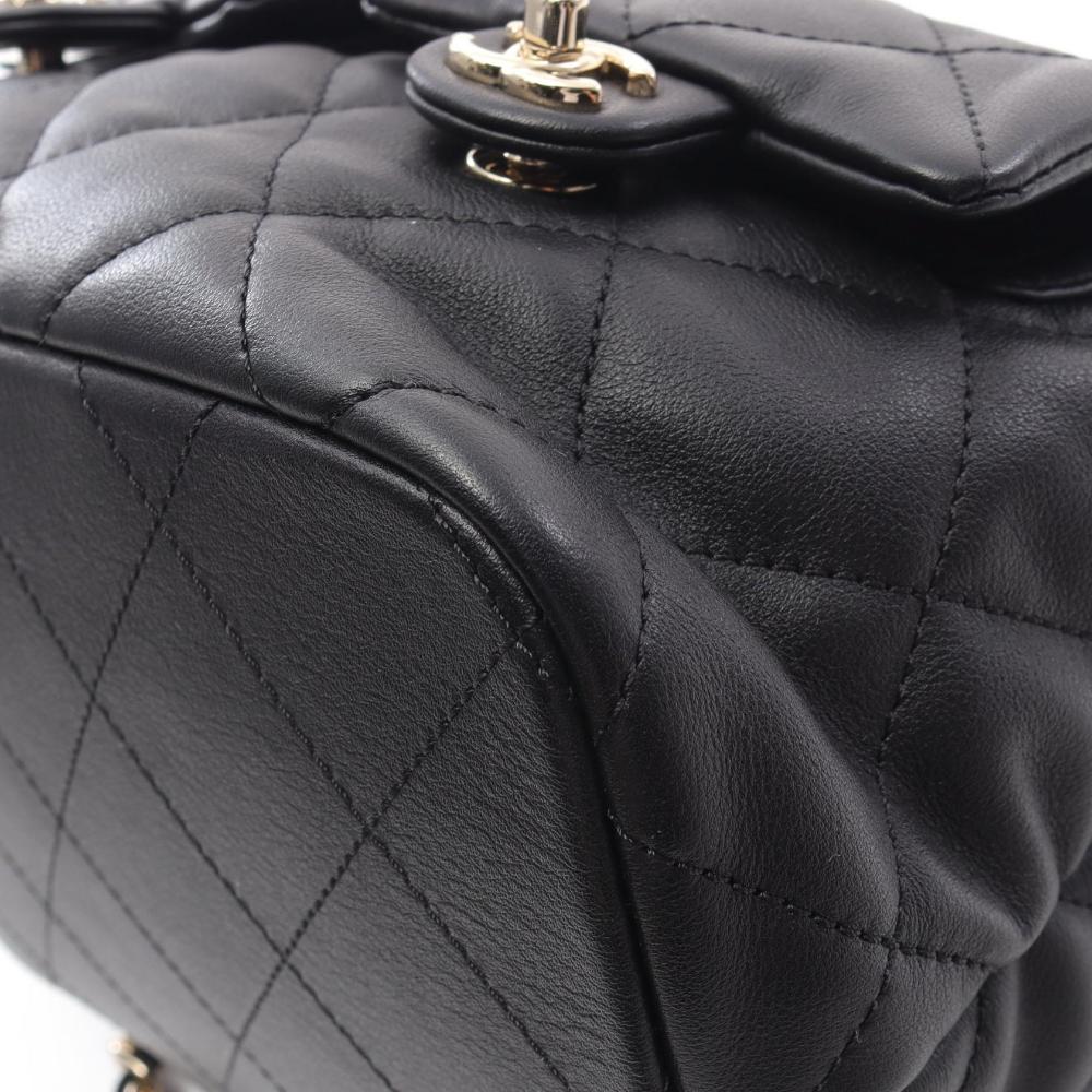 Black Leather Chanel Backpack