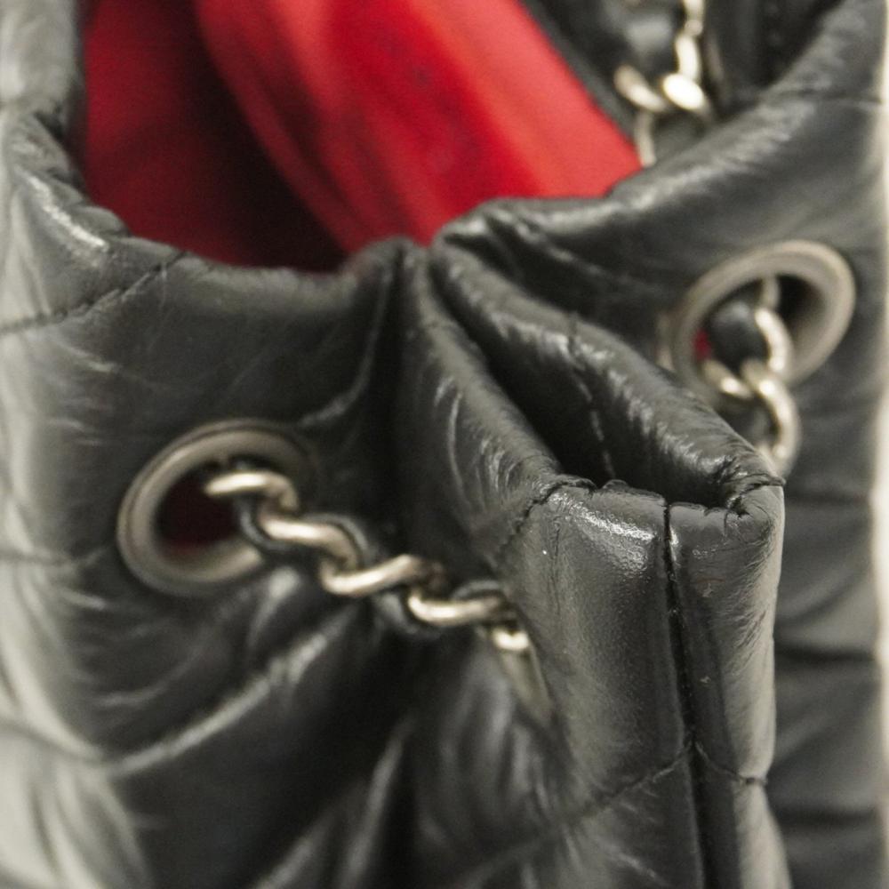 Black Leather Chanel Backpack