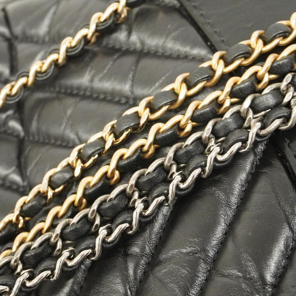 Black Leather Chanel Backpack