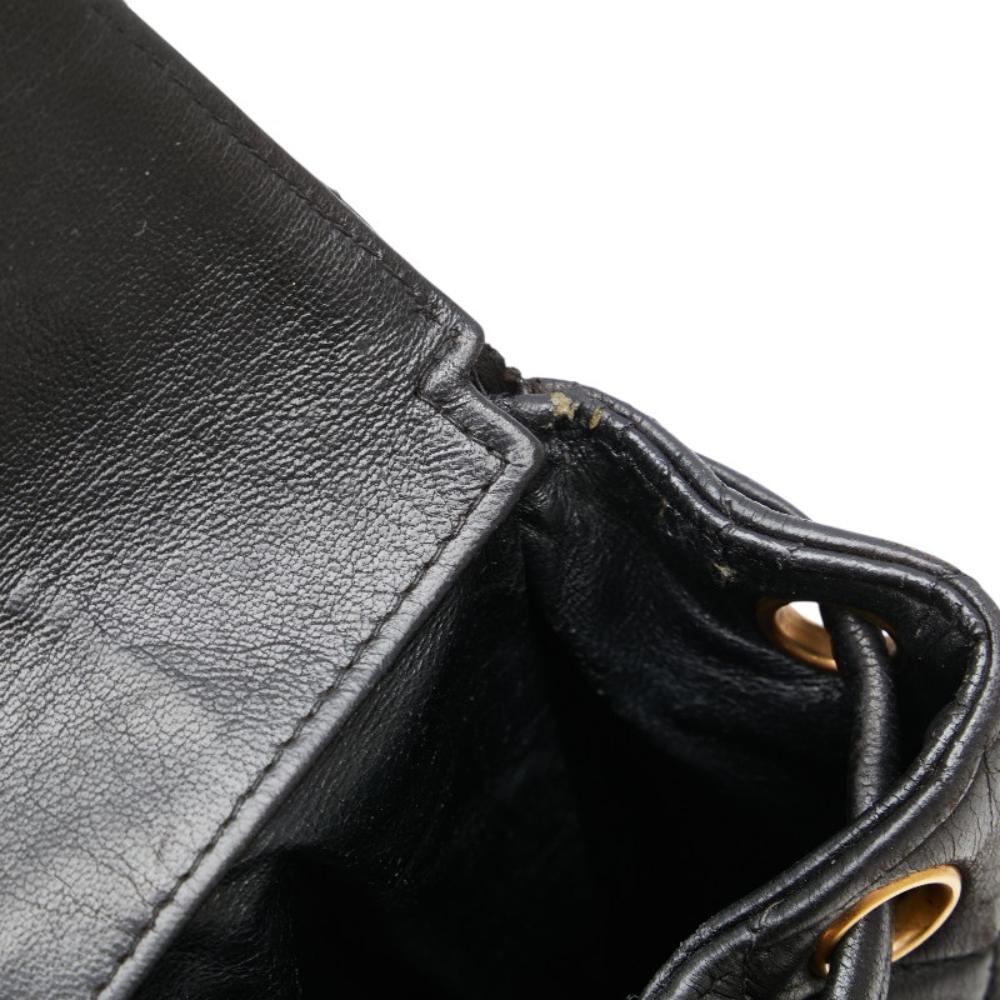 Black Leather Chanel Backpack